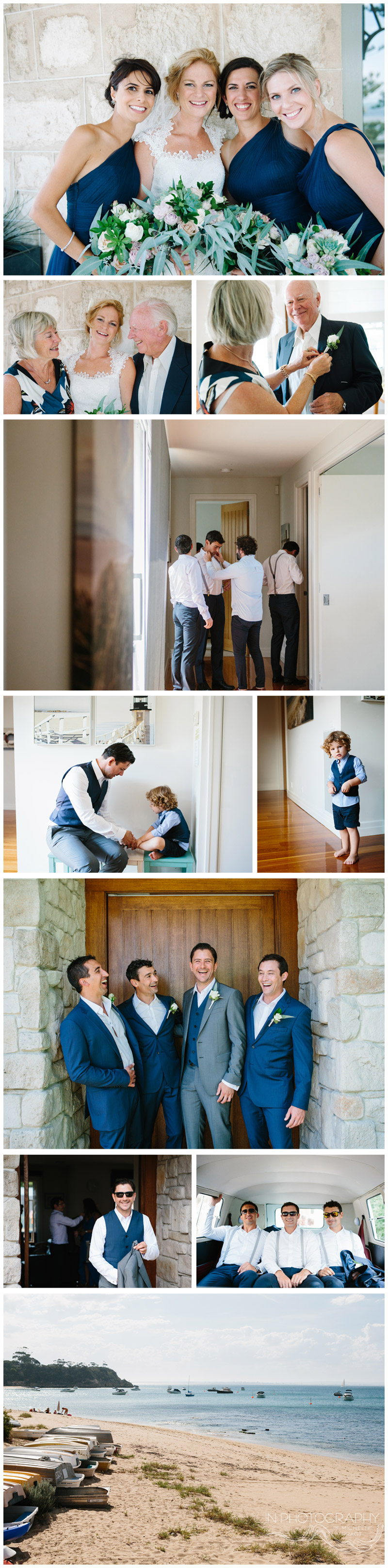 Groom and groomsmen prepare for wedding at Portsea Hotel