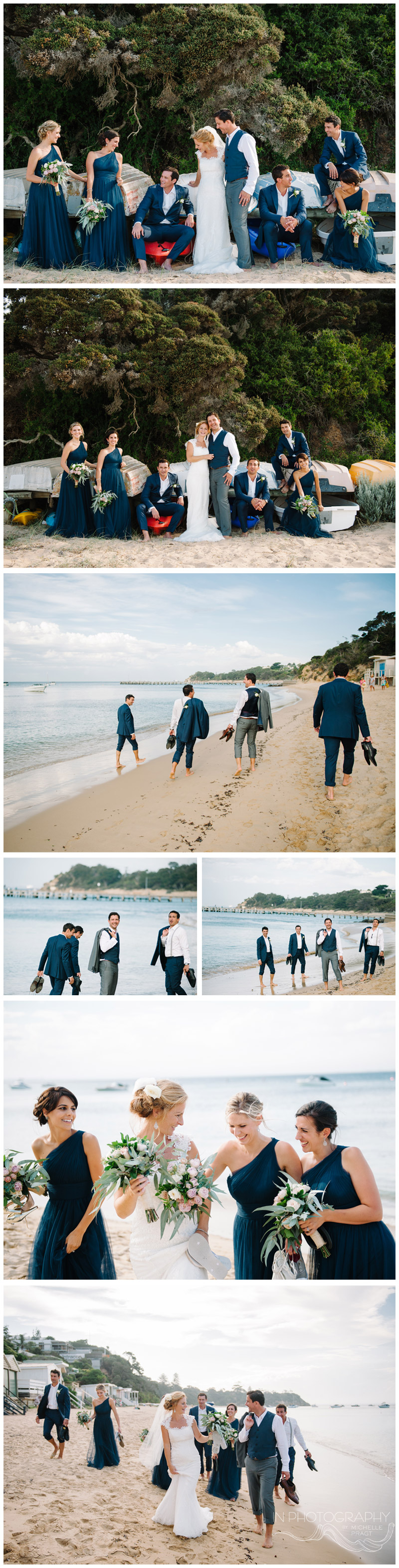 bridal party on Mornington Peninsula beach