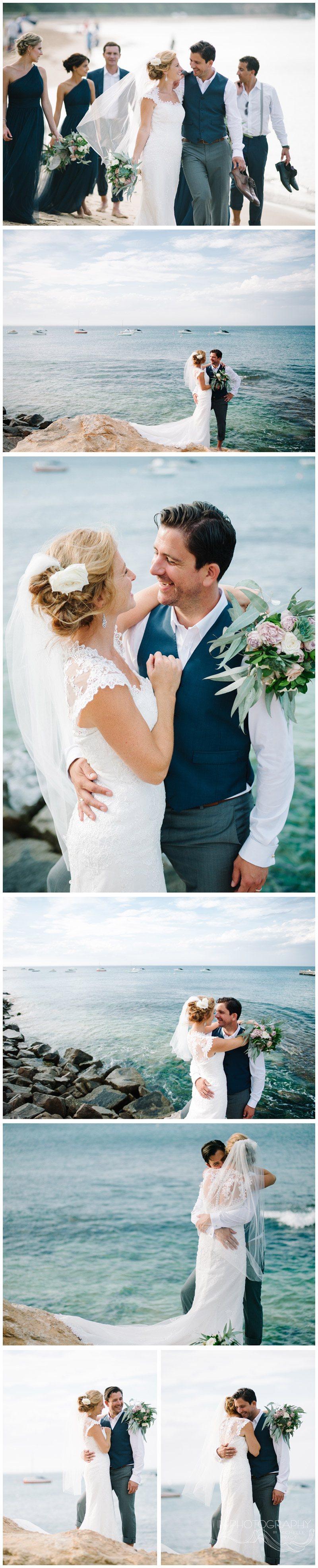 bride and groom beach photos at Portsea