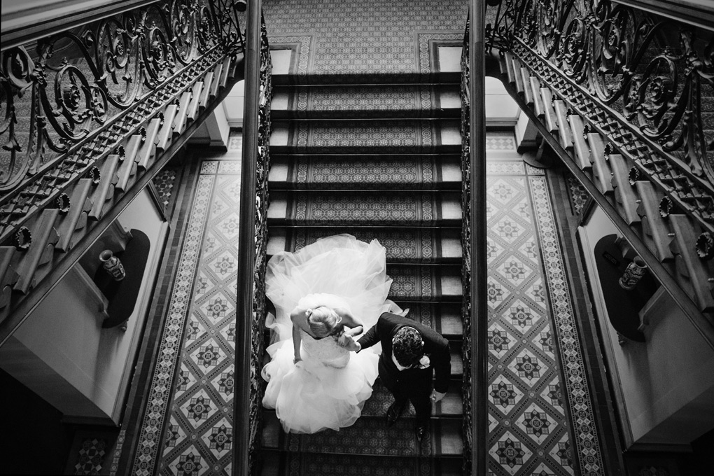 bride and groom at Werribee Mansion