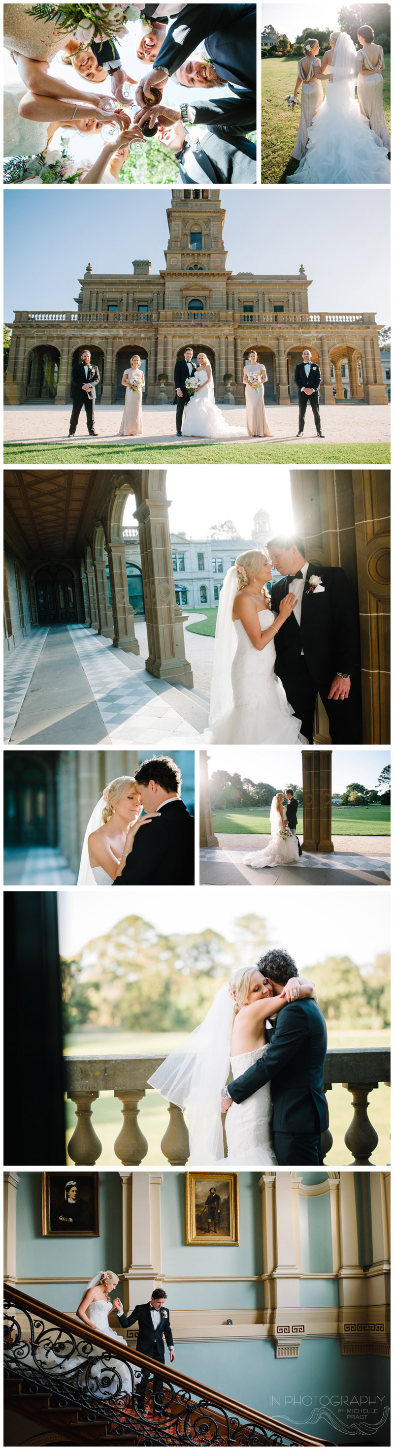 bridal party photos at werribee mansion