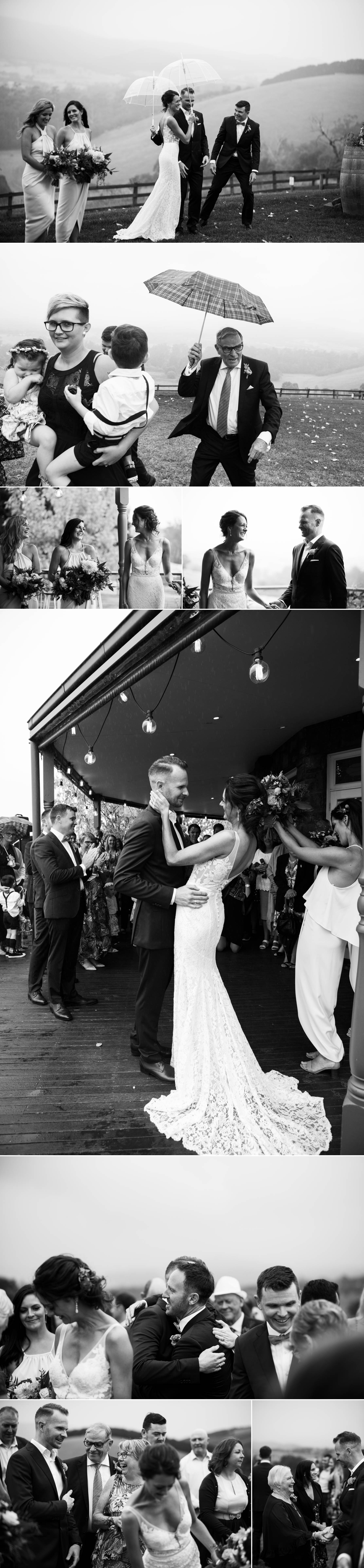 Rainy day wedding by Yarra Valley wedding photographer Michelle Pragt